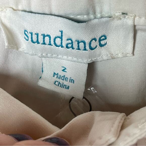 Sundance Floral Embroidered White Cargo Style Pants - Picture 7 of 9